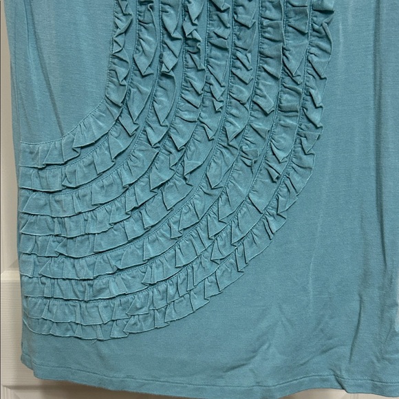 Willi Smith Aqua Ruffle-Front Sleeveless Tank Soft Teal Stretchy Lightweight M - Picture 5 of 8